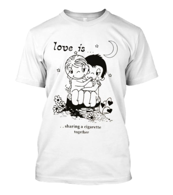 Love Is Sharing A Cigarette Together Moon Stars Kim Grove T-Shirt