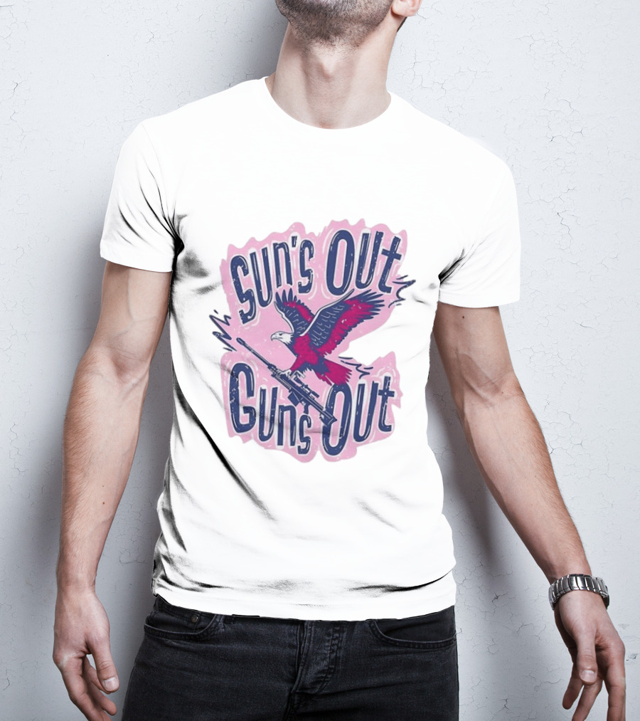 Sun's Out Guns Out Bald Eagle Holding Rifle T-Shirt
