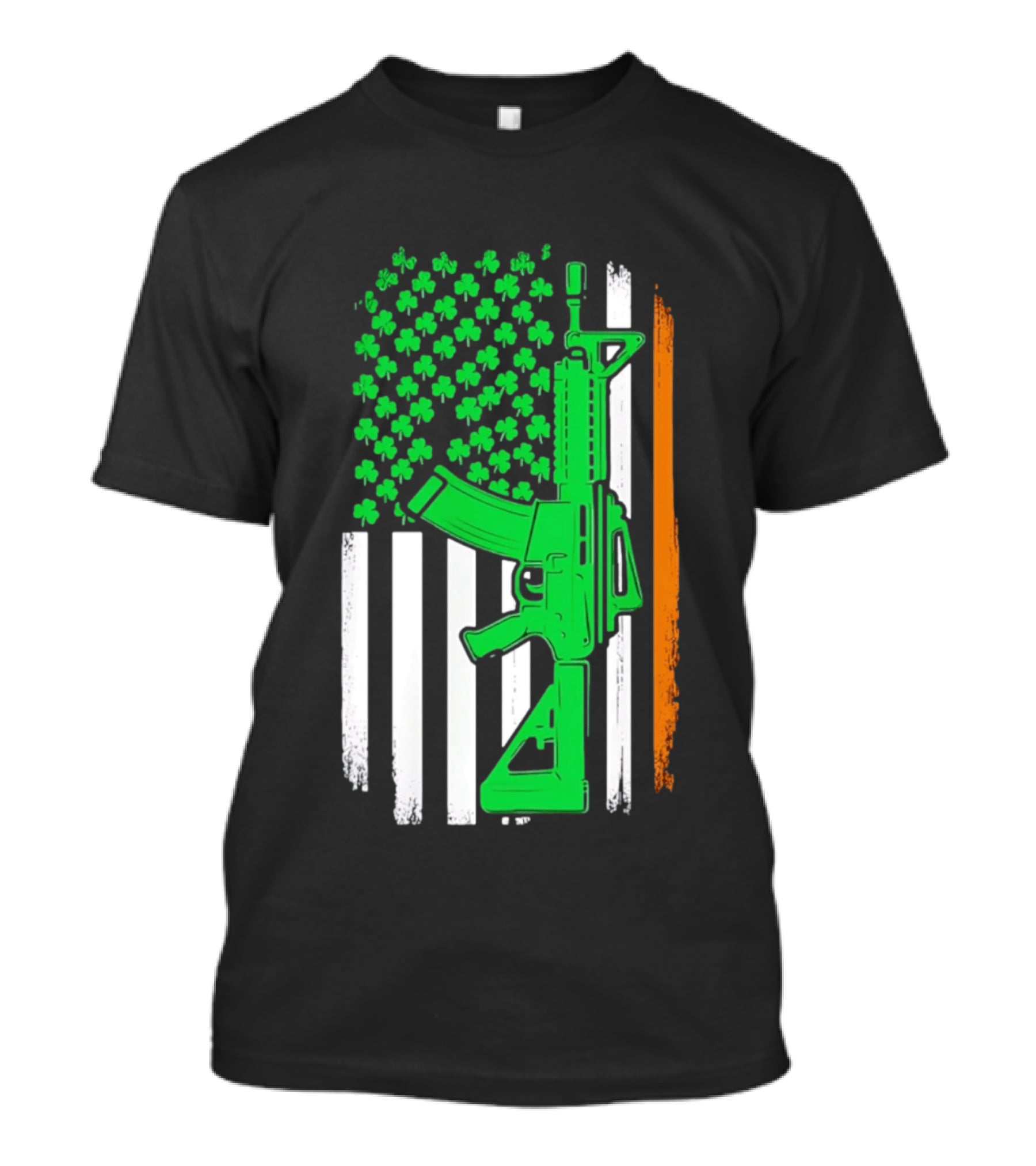 AR15 Shamrock American Irish Flag St Patrick's Day T-Shirt