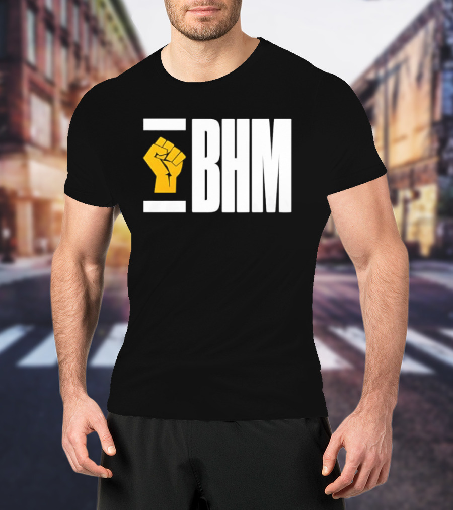BHM Black History Month Yellow Raised Fist T-Shirt