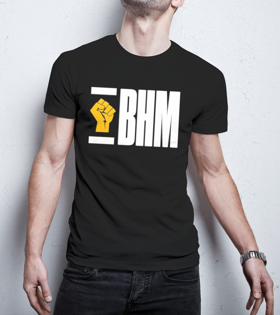 BHM Black History Month Yellow Raised Fist T-Shirt