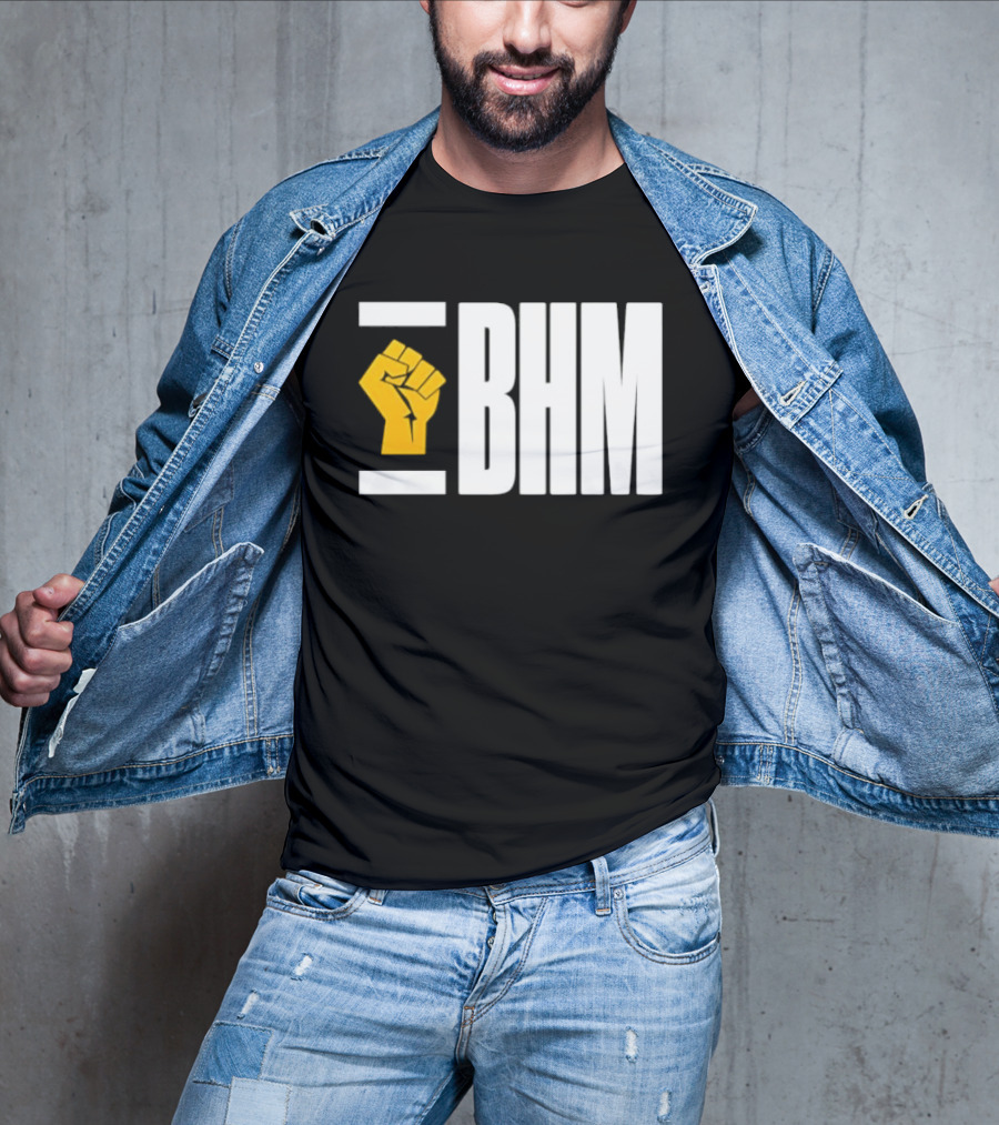 BHM Black History Month Yellow Raised Fist T-Shirt