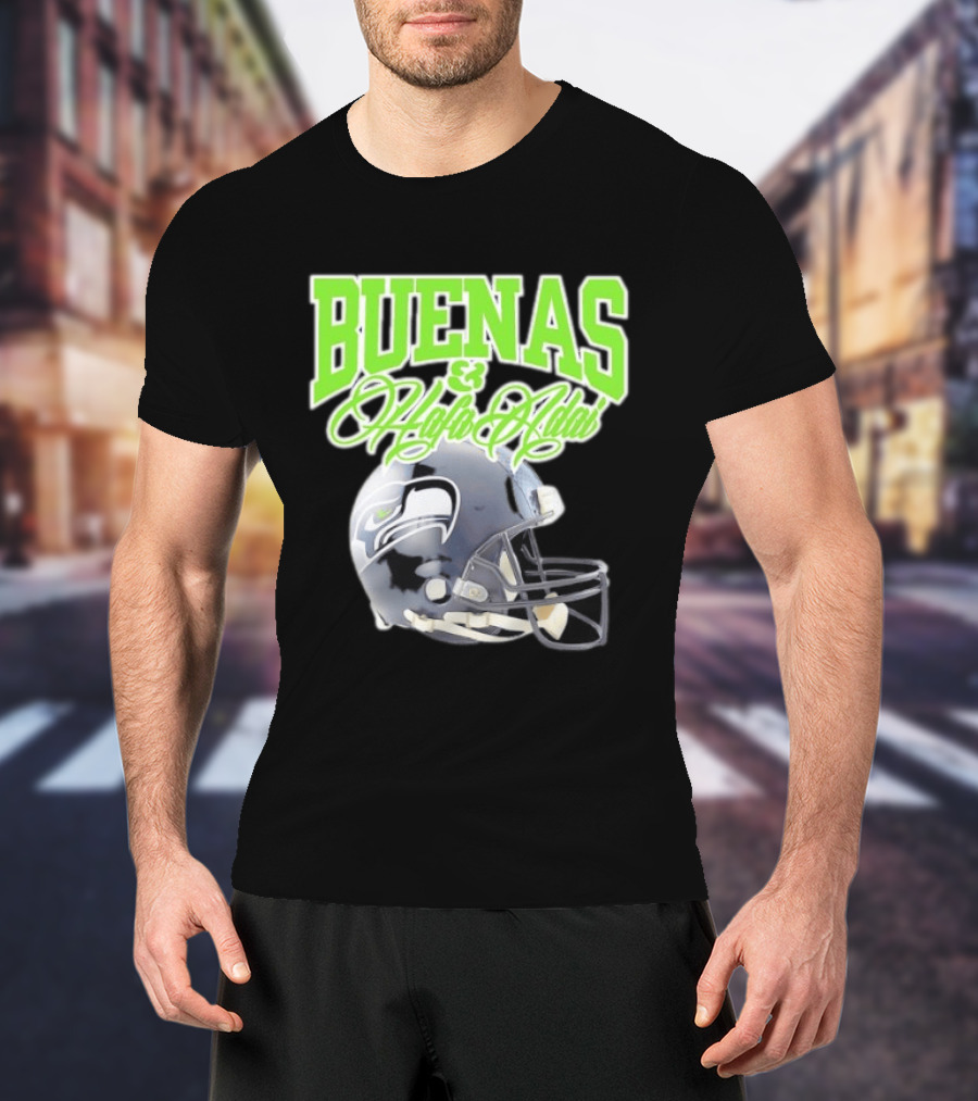 BUENAS Hafa Adai Seattle Seahawks Helmet T-Shirt