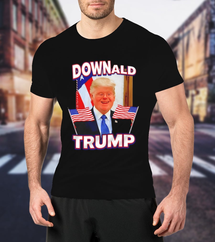 Downald Trump American Flag Parody With Patriotic Backdrop T-Shirt