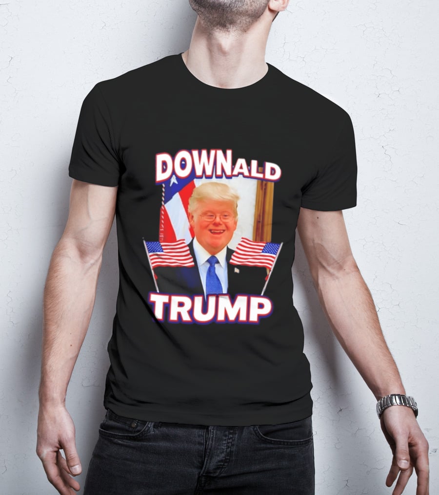 Downald Trump American Flag Parody With Patriotic Backdrop T-Shirt