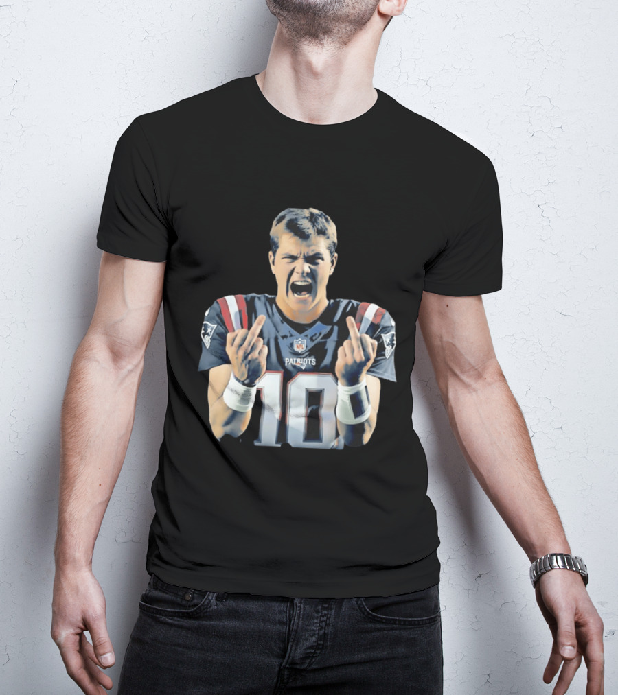 Drake Maye NE Patriots NFL Middle Finger T-Shirt
