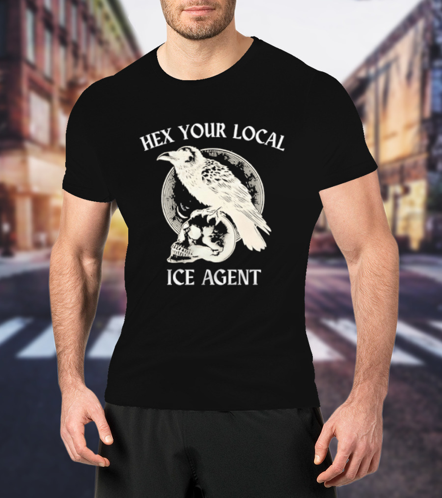 Hex Your Local Ice Agent Raven Skull T-Shirt