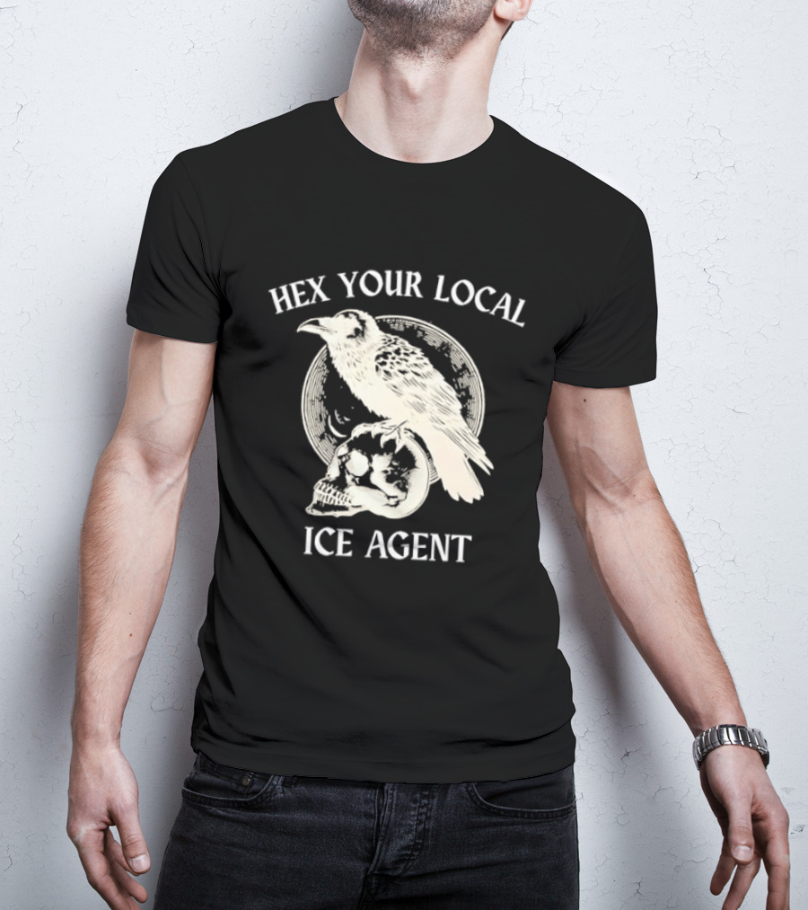 Hex Your Local Ice Agent Raven Skull T-Shirt
