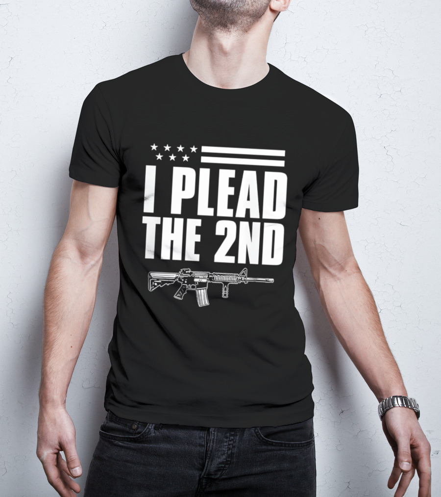 I Plead The 2nd Gun Rights American Flag Rifle T-Shirt