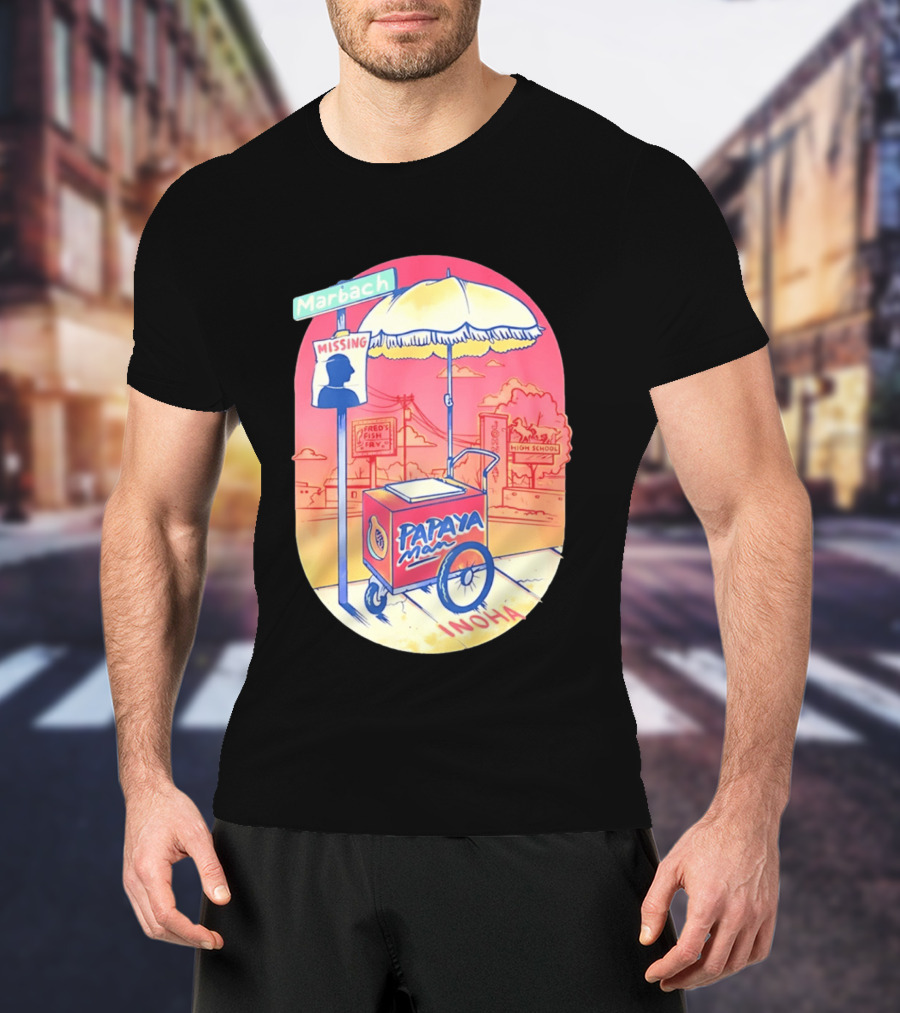 Marbach Inoha Papaya Man Missing High School Fred's Fish Fry T-Shirt