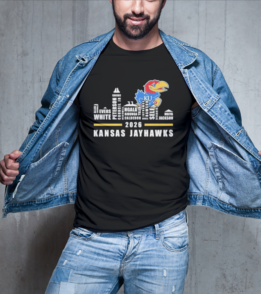 Kansas Jayhawks 2026 Skyline City KU Basketball Team T-Shirt