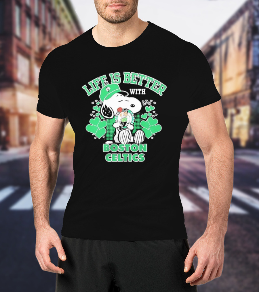 Life Is Better With Snoopy Boston Celtics St. Patrick's Day T-Shirt