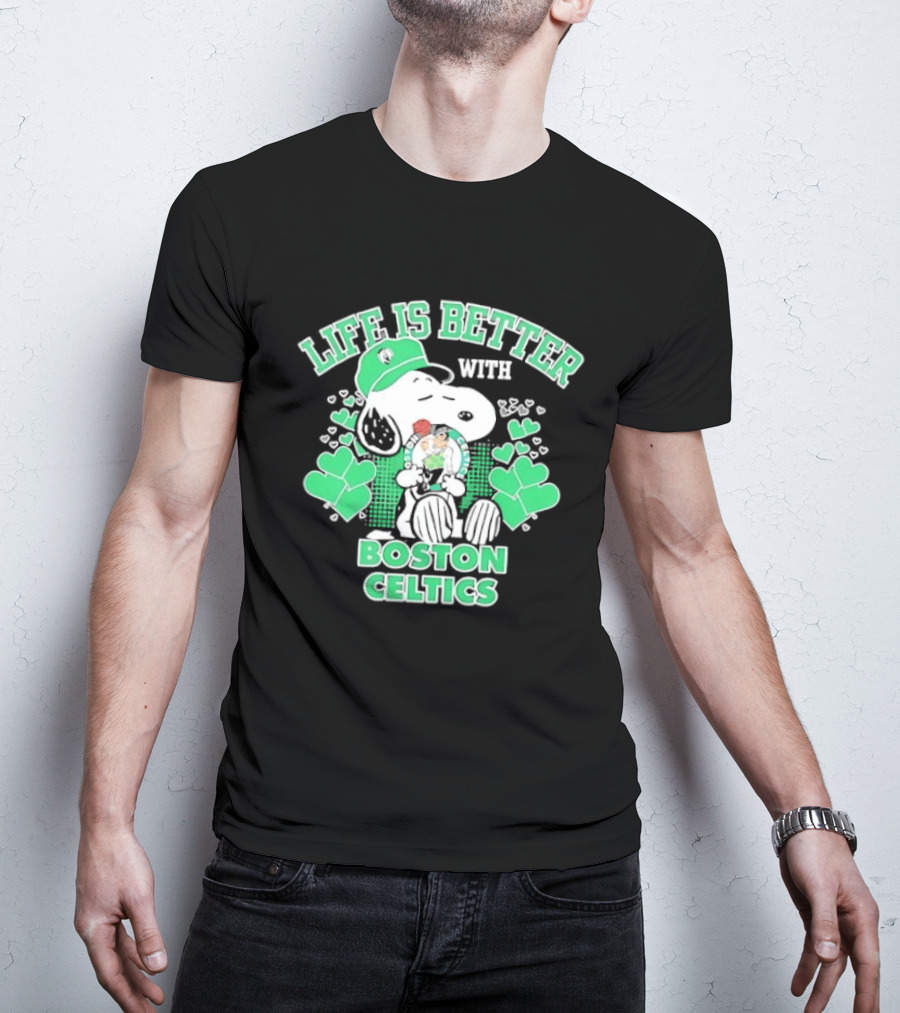Life Is Better With Snoopy Boston Celtics St. Patrick's Day T-Shirt