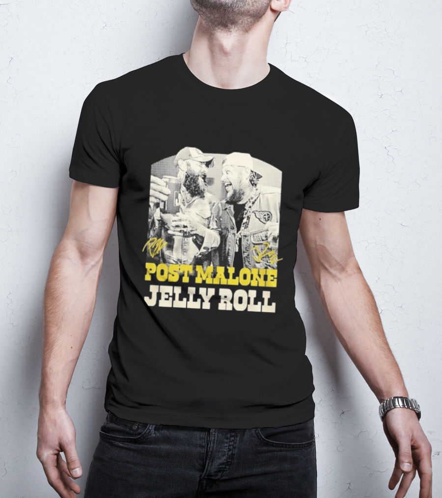 Post Malone Jelly Roll Collaboration Signatures T-Shirt