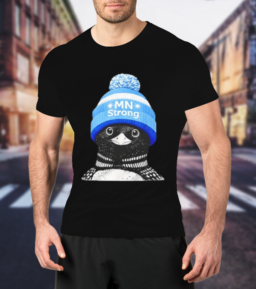 MN Strong Penguin Blue Hat Minnesota T-Shirt