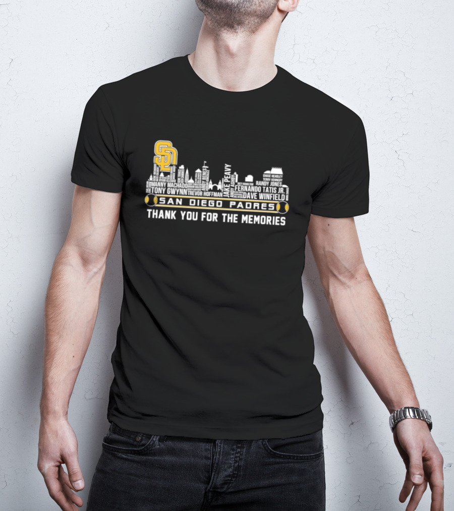 San Diego Padres Skyline Player Names Thank You For The Memories T-Shirt