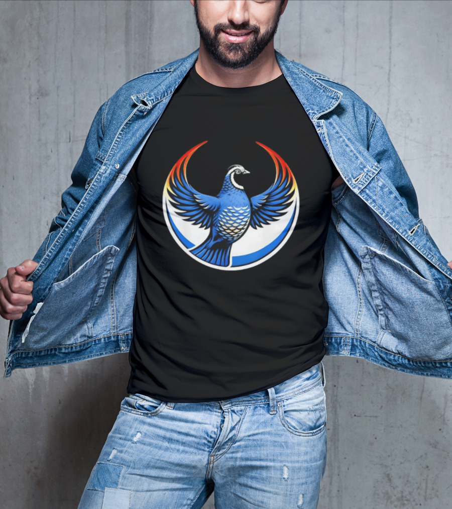 California Quail Wings Up Blue T-Shirt