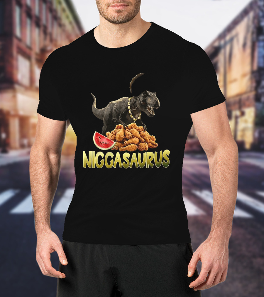 Niggasaurus Fried Chicken And Watermelon Meme T-Shirt