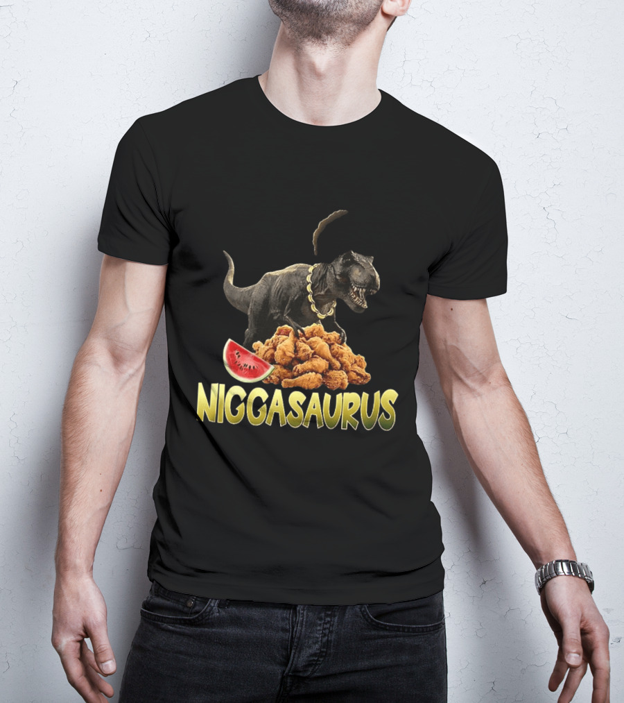 Niggasaurus Fried Chicken And Watermelon Meme T-Shirt