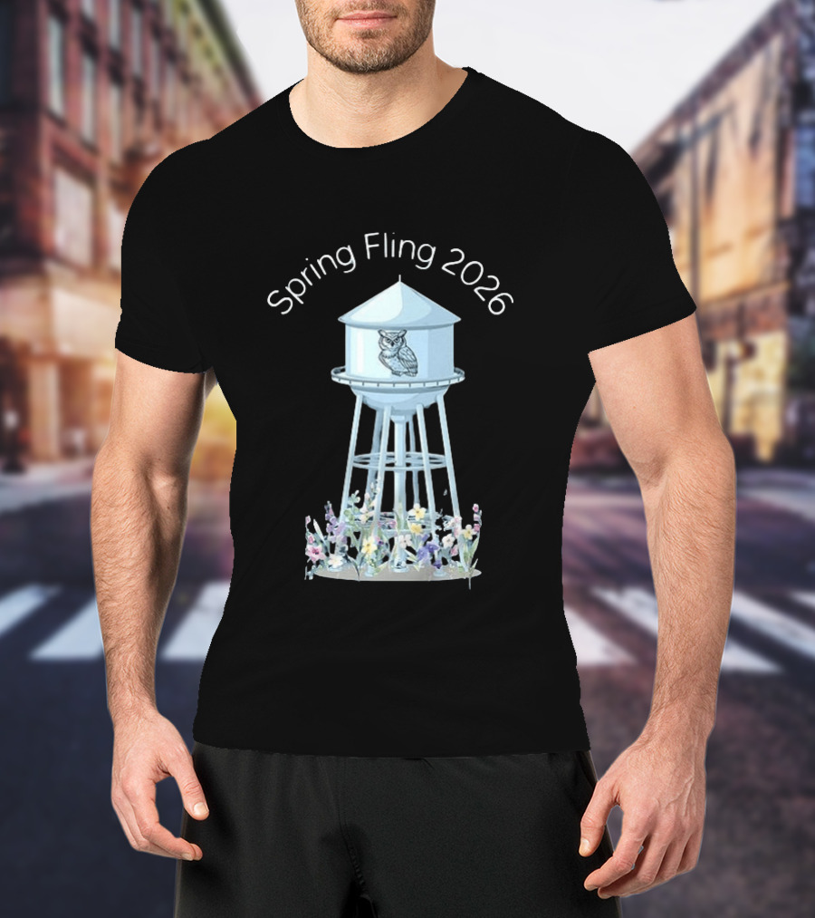 Spring Fling 2026 Owl Water Tower Blossoms T-Shirt