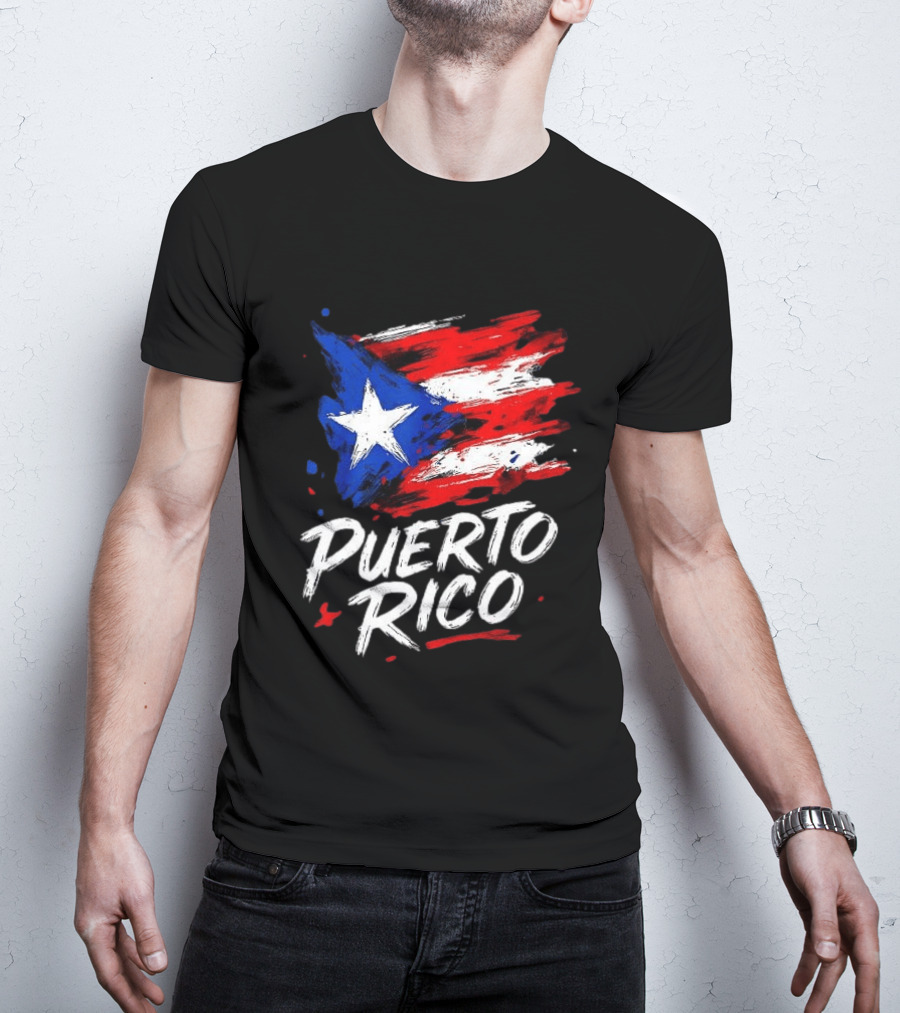 Puerto Rico Flag Brush Stroke Style Classic Representation T-Shirt