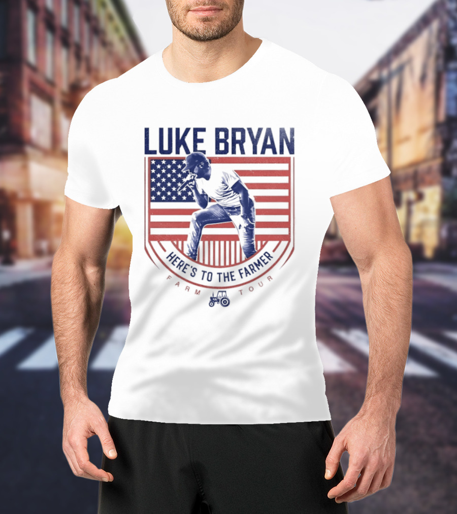 Luke Bryan Here's To The Farmer Farm Tour USA Flag T-Shirt