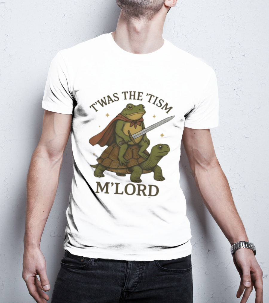 T'was The 'Tism M'Lord Medieval Knight Frog Riding Turtle T-Shirt