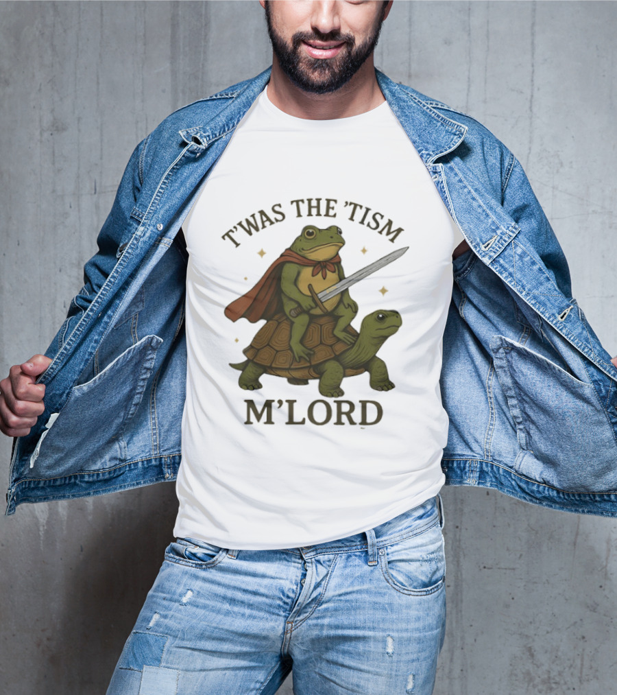 T'was The 'Tism M'Lord Medieval Knight Frog Riding Turtle T-Shirt