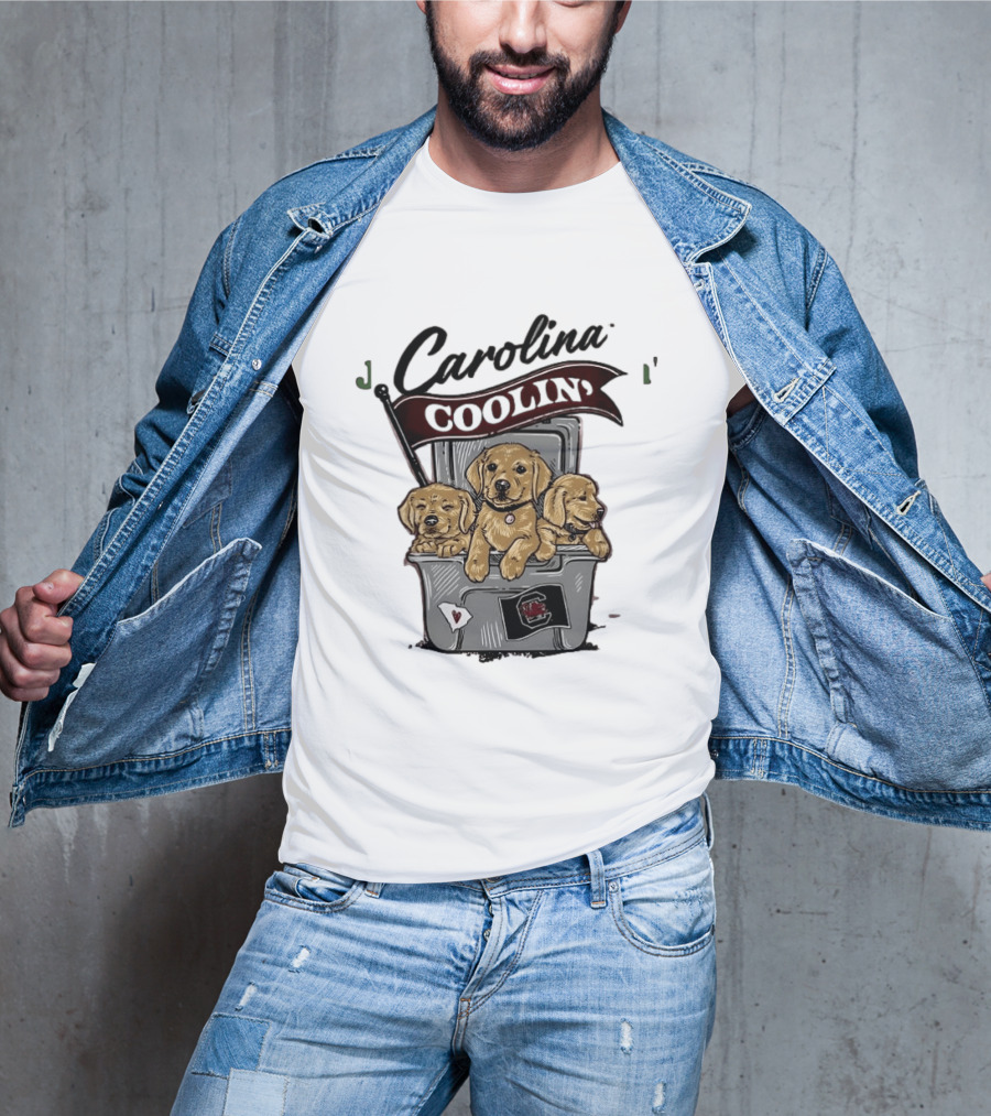 Carolina Coolin' South Carolina Gamecocks Puppies In Ice Chest T-Shirt