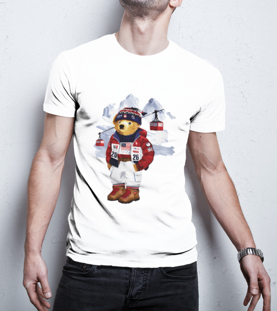 Taylor Olympics 2026 Bear Winter Skiing Outfit T-Shirt