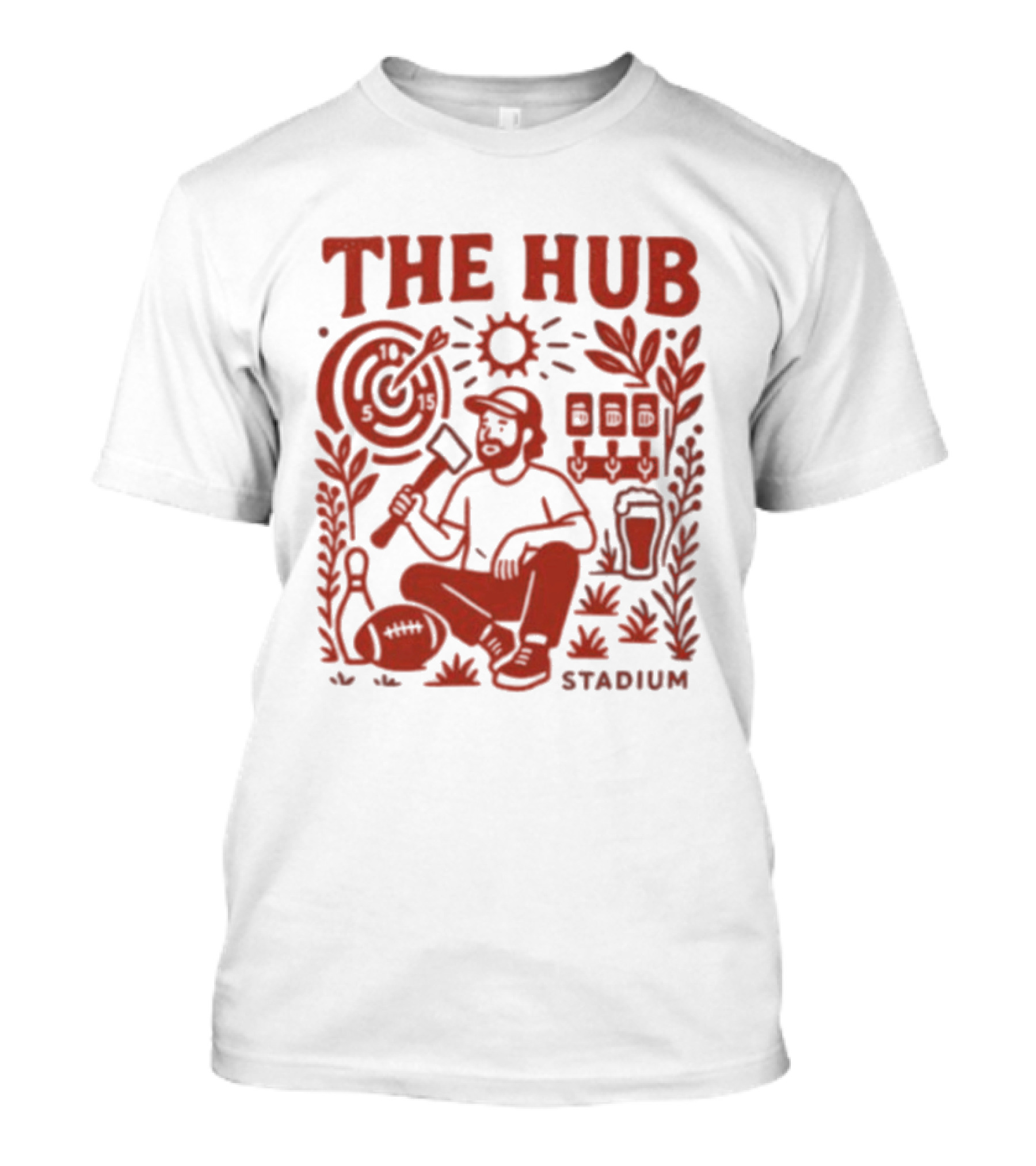 The Hub Stadium Archery Axe Throwing Brewery Activities T-Shirt
