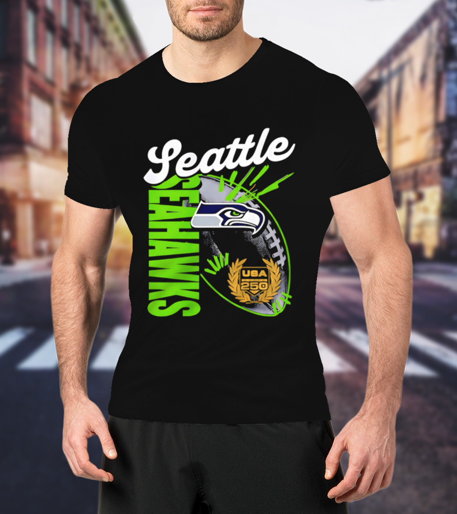 Seattle Seahawks USA 250 Gold Standard Football T-Shirt
