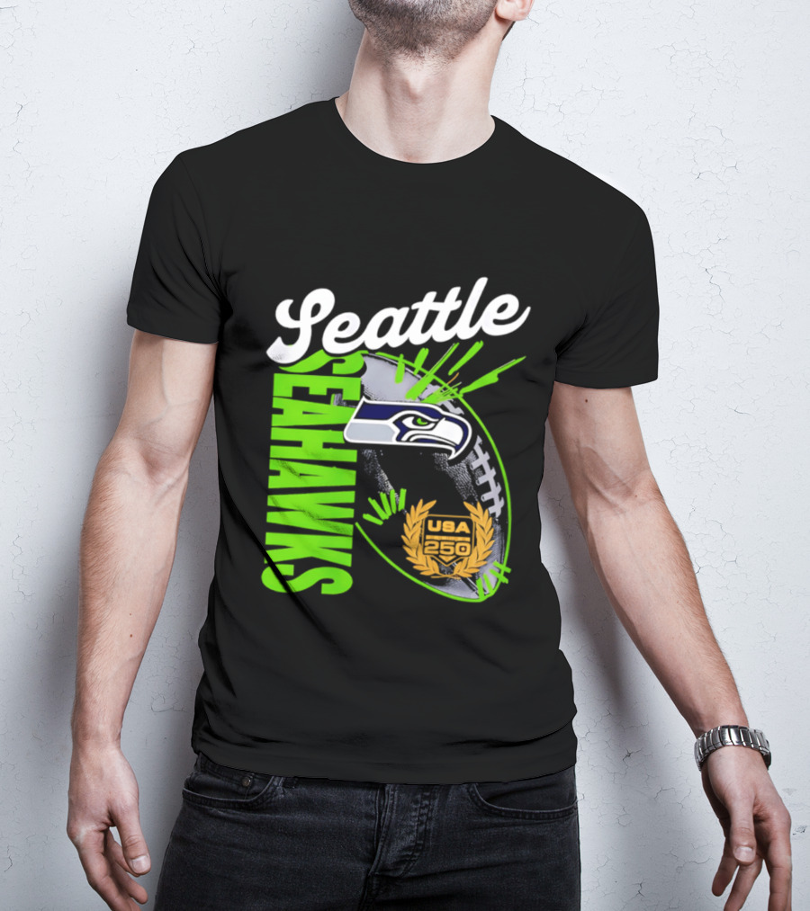 Seattle Seahawks USA 250 Gold Standard Football T-Shirt