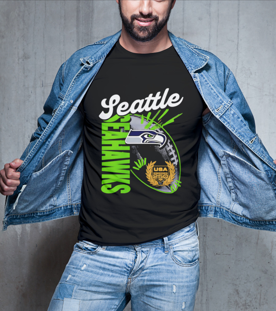 Seattle Seahawks USA 250 Gold Standard Football T-Shirt