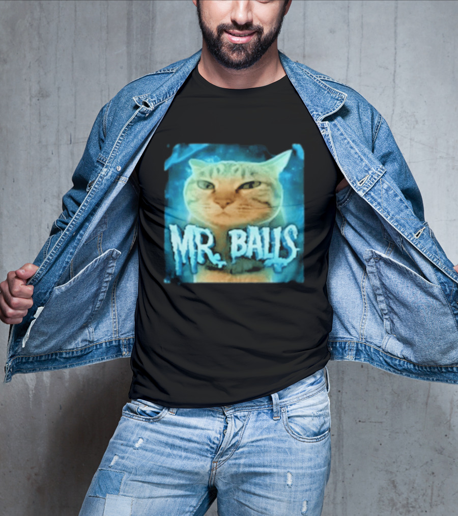 Mr Balls Cat Meme Funny Blue Glowing T-Shirt