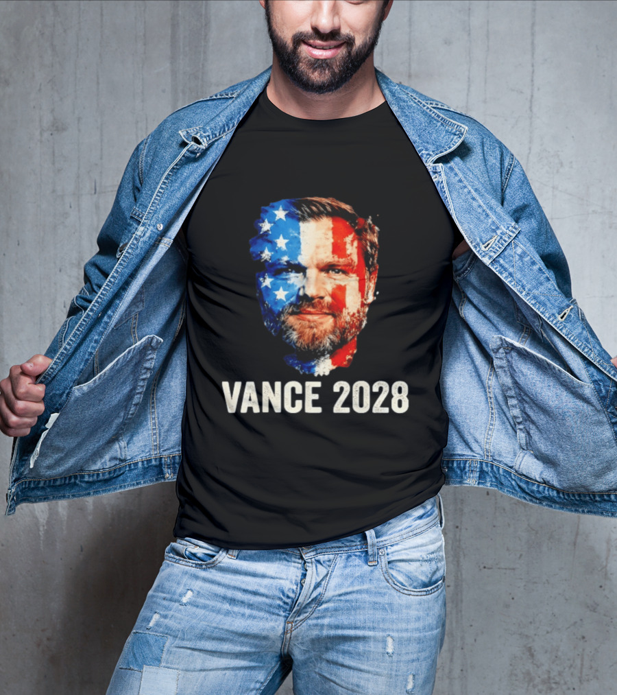 Vance 2028 US Flag Face Patriotic Election Campaign T-Shirt