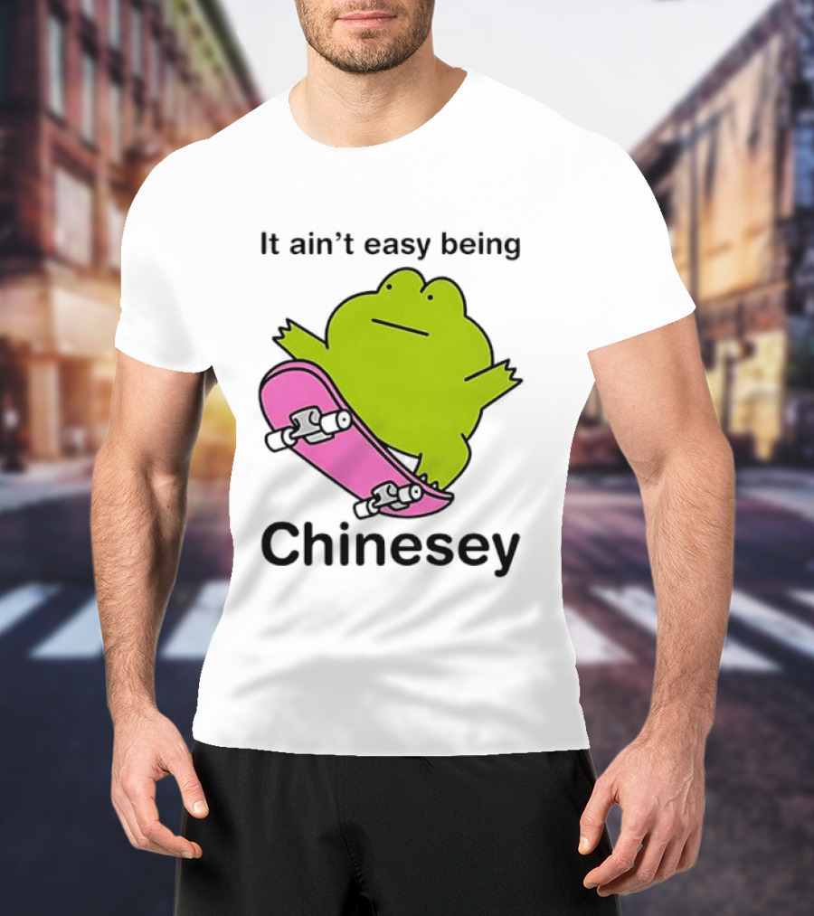 It Ain't Easy Being Chinesey Kawaii Frog On Skateboard T-Shirt