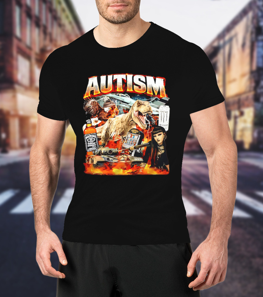 Autism Rex Eagle Jack Daniel's Tank Monster Energy Explosion T-Shirt