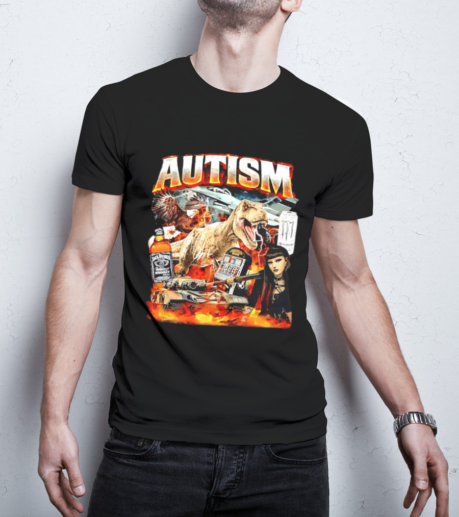 Autism Rex Eagle Jack Daniel's Tank Monster Energy Explosion T-Shirt