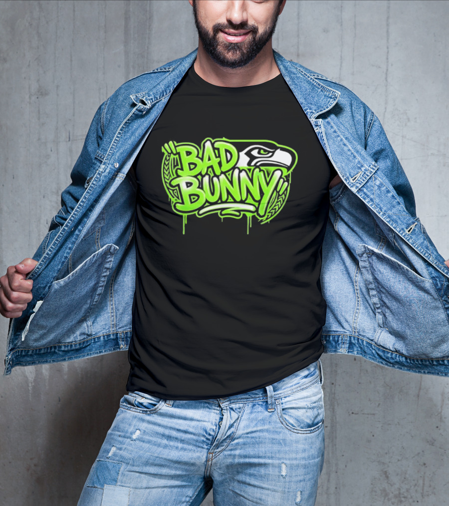 Bad Bunny Seattle Seahawks Team Collaboration T-Shirt