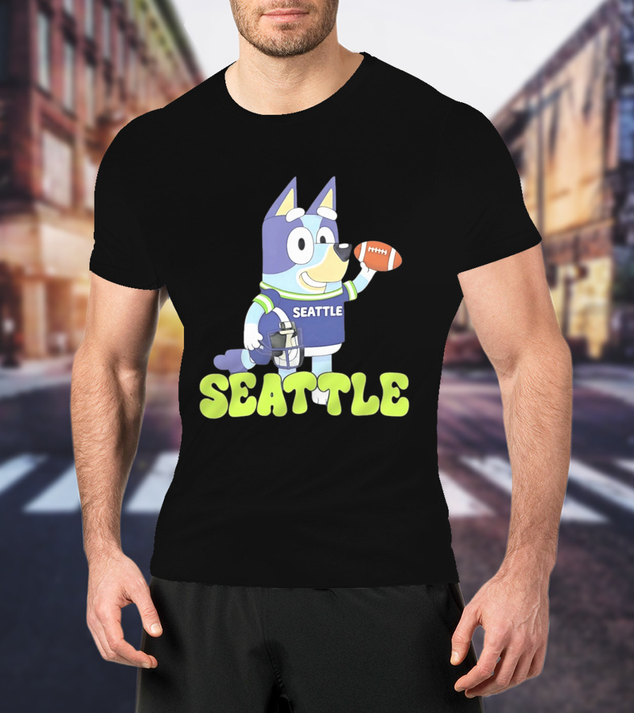Bluey Seattle Football Cartoon 2026 Seahawks Fan Gear T-Shirt