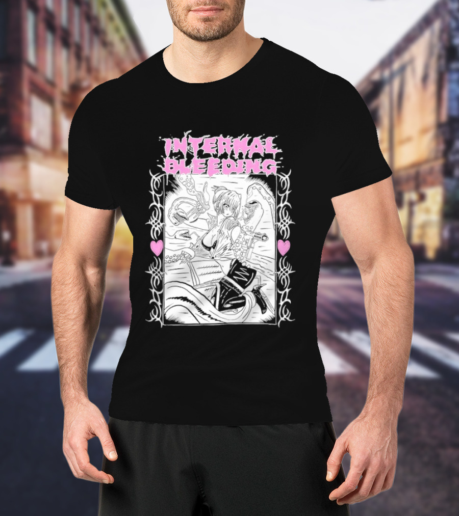 Internal Bleeding Anime Pastel Aesthetic Manga Style Hearts T-Shirt
