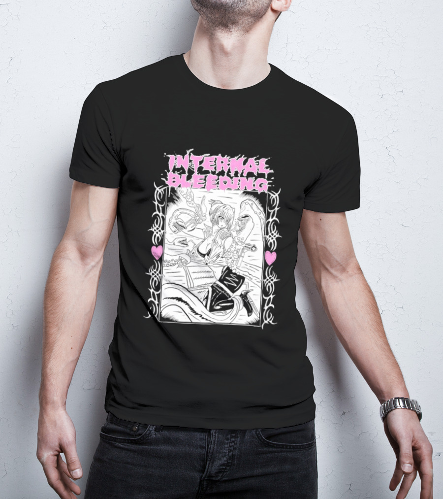 Internal Bleeding Anime Pastel Aesthetic Manga Style Hearts T-Shirt