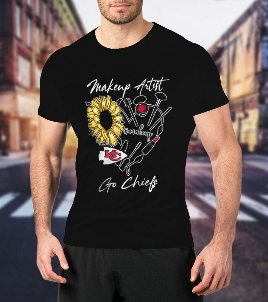 Kansas City Chiefs Makeup Artist Go Chiefs Sunflower Heart T-Shirt