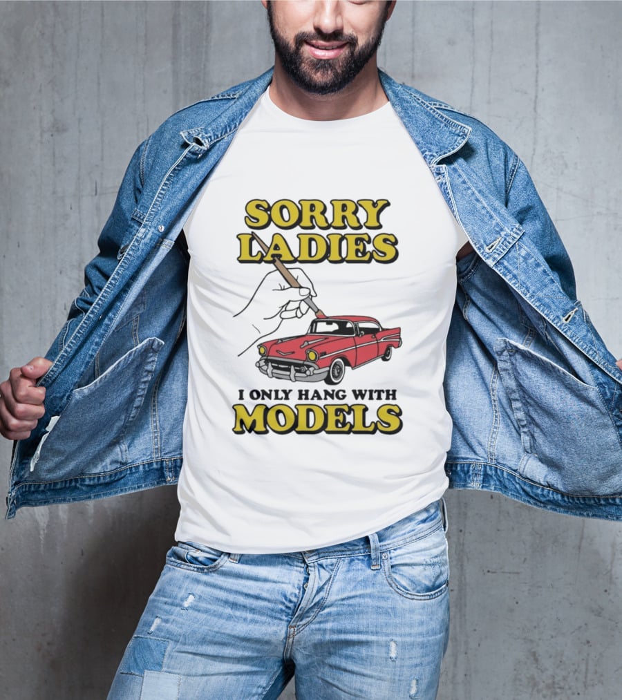 Sorry Ladies I Only Hang With Car Models Vintage Red Classic Car Painting T-Shirt