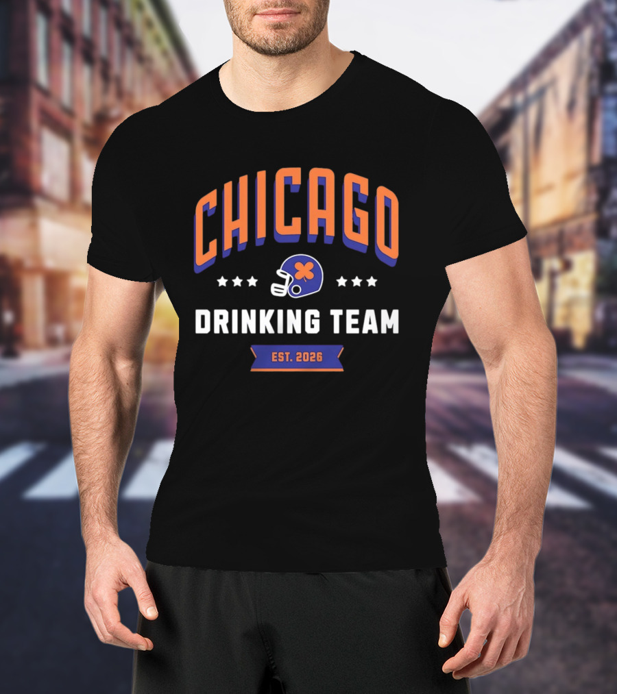 Chicago Drinking Team St Patrick's Day Helmet Est 2026 T-Shirt