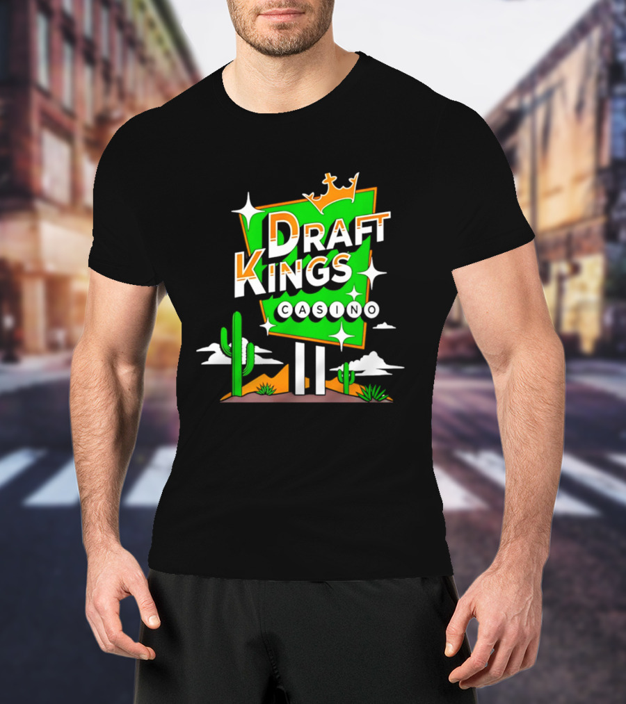 DraftKings Casino Neon Cactus Desert Scene T-Shirt