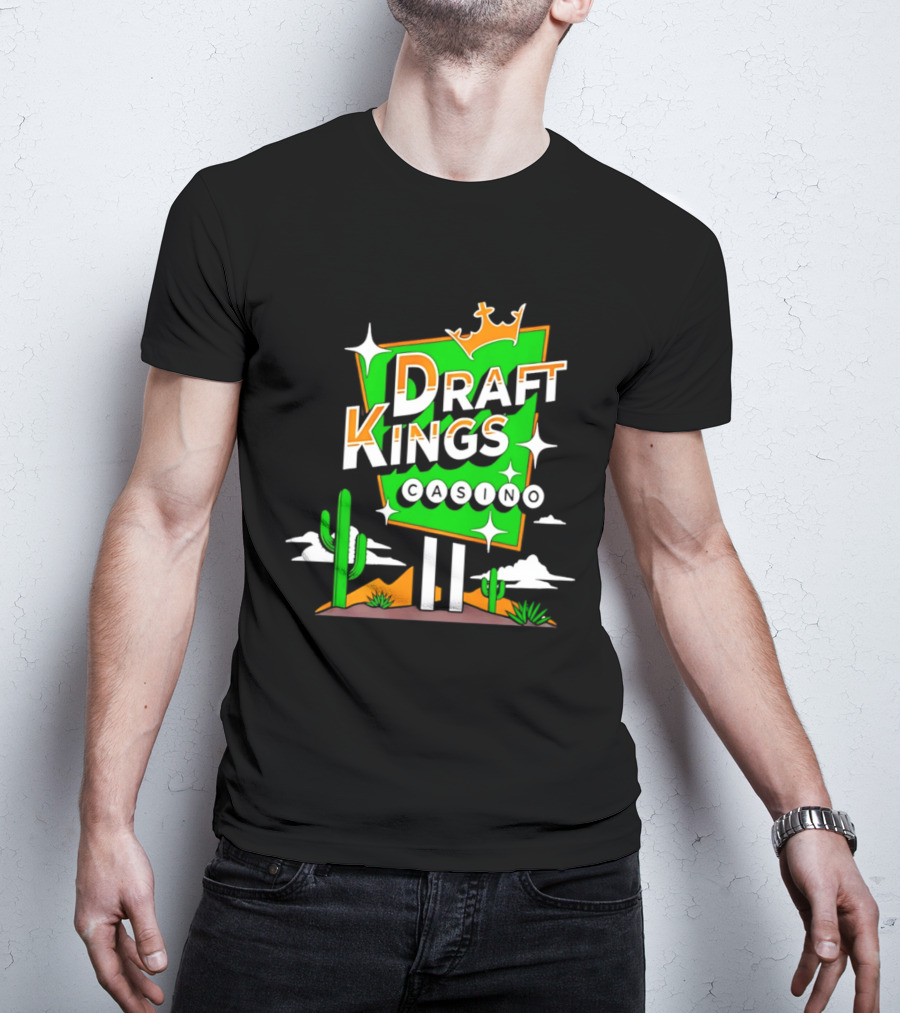 DraftKings Casino Neon Cactus Desert Scene T-Shirt