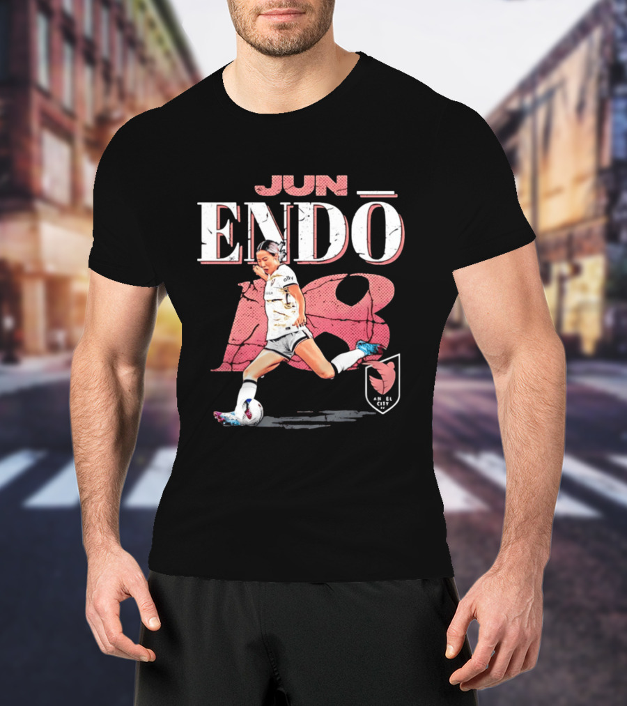 Jun Endo Angel City FC Cracked Number 18 T-Shirt