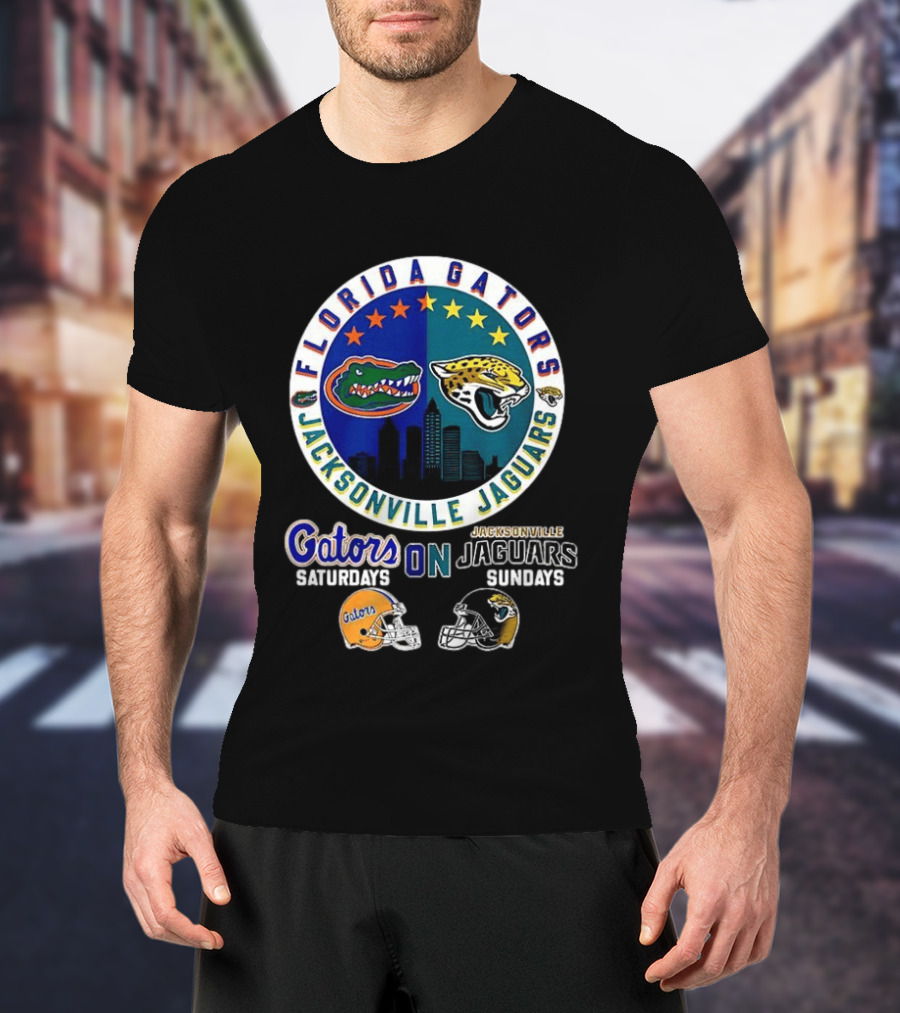Florida Gators Jacksonville Jaguars Saturdays Sundays Fan Mashup T-Shirt